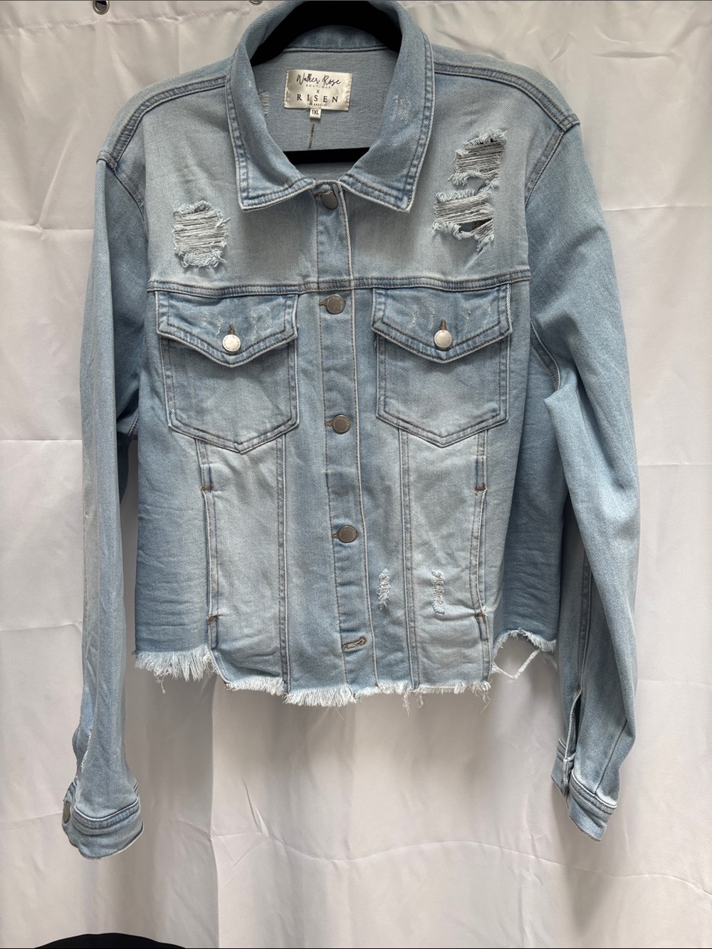 Risen Light Wash Distressed Denim Jacket